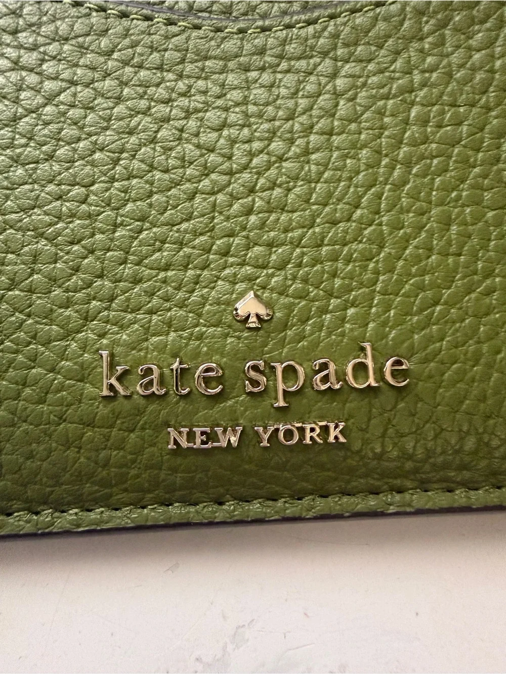 kate spade Olive Green Pebbled Leather Wristlet Card Holder